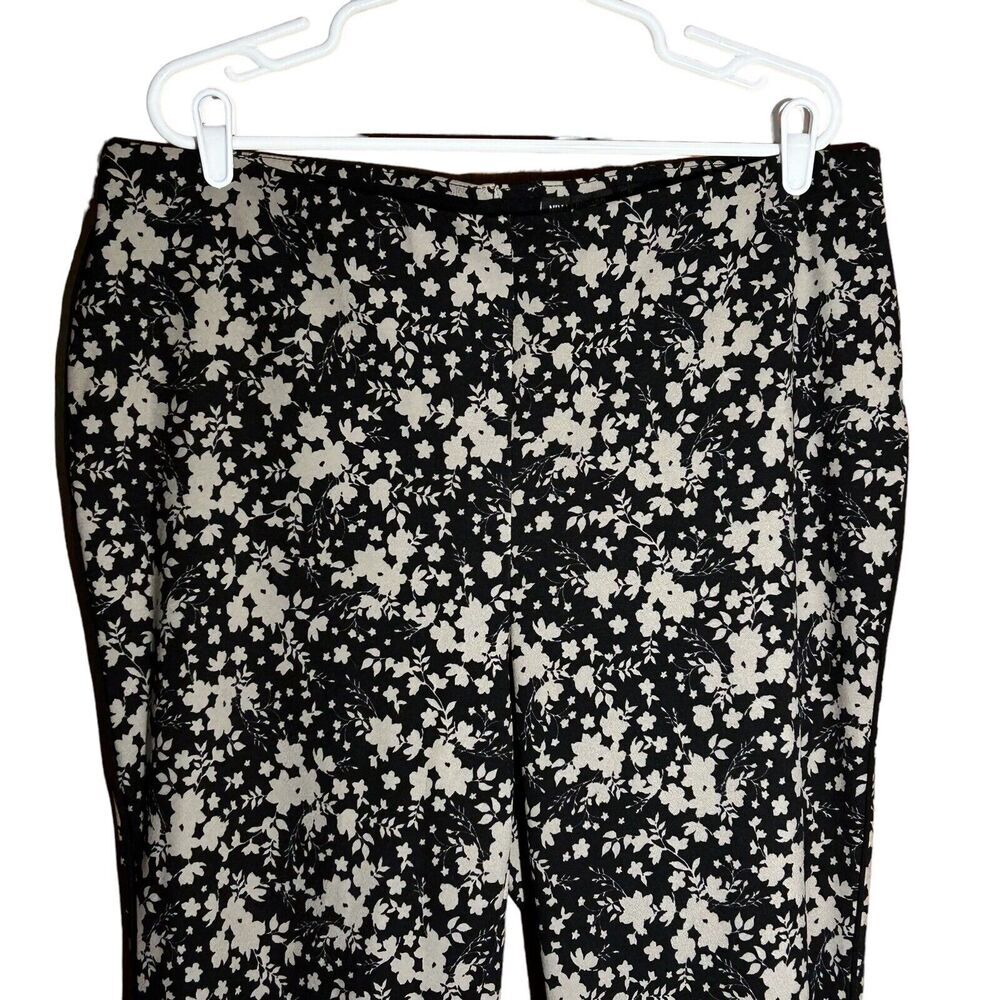 NINA LEONARD Black Floral Pull On Pants Tapered Leg Leggings Stretch Size 1X - Picture 2 of 10